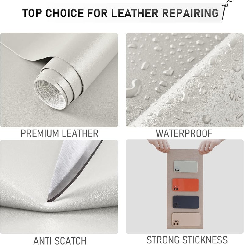 YAFLC Self Adhesive Leather Repair Tape Kit, 4"x 63" Leather Repair Patch for Furniture, Leather Repair Patch for Car seat, Sofas, Couch, Boat Seat White - Image 4